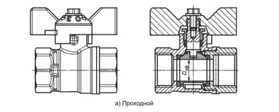 Проходной шаровой кран